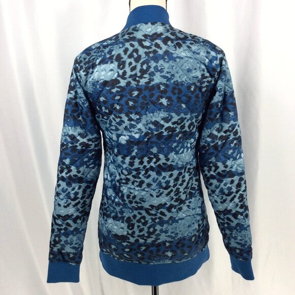 The North Face Anna Quilted Bomber Jacket Womens XS Blue Leopard Print Insulated - Picture 8 of 14